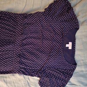 LOFT Blue Floral Midi Dress with Flutter Sleeves